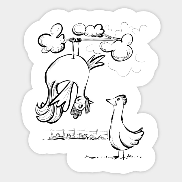 Upside down rooster Sticker by Jason's Doodles